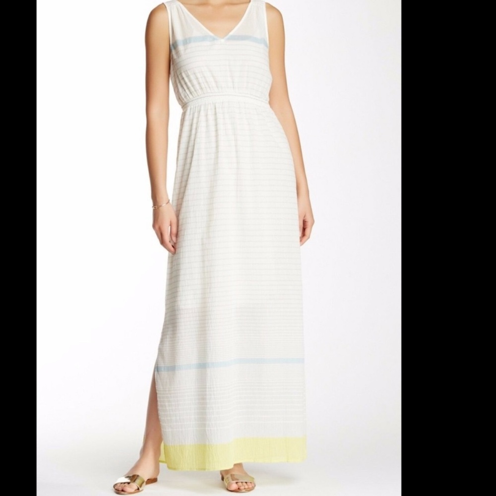 Tommy Bahama Womens small Piemonte semi sheer striped sleeveless maxi dress